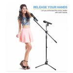 Microphone Stand With Adjustable Two Microphone from Floor to Standing Position (LW-38) - Image 2